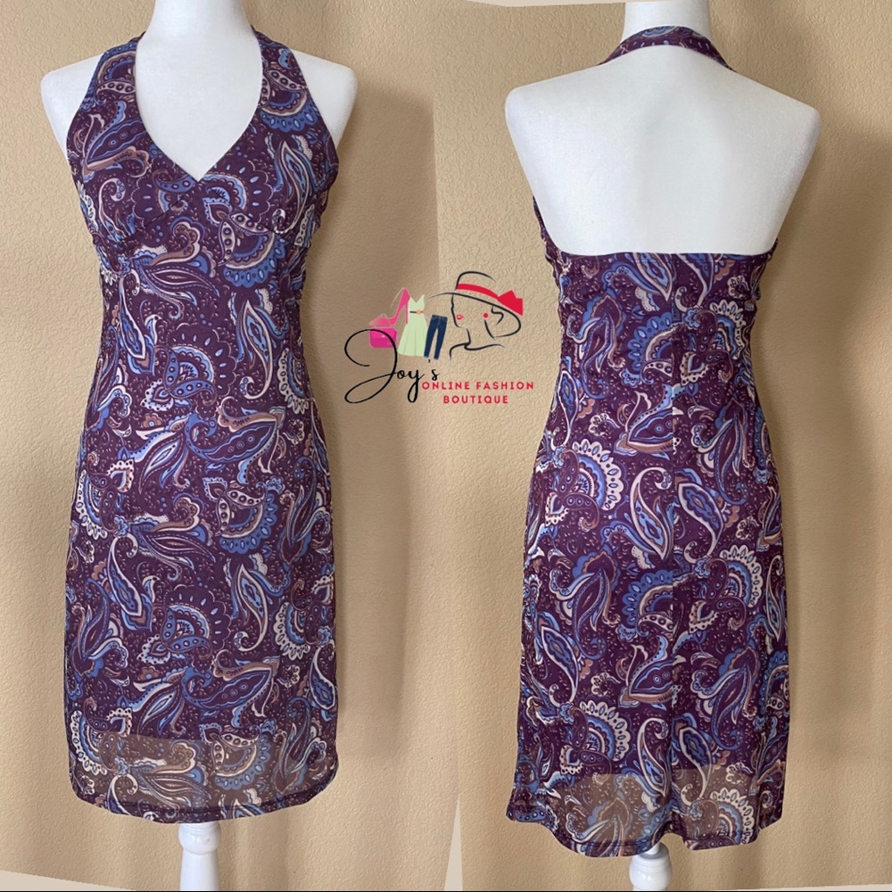 Forever 21 Halter V Neck Purple Dress Size:Medium